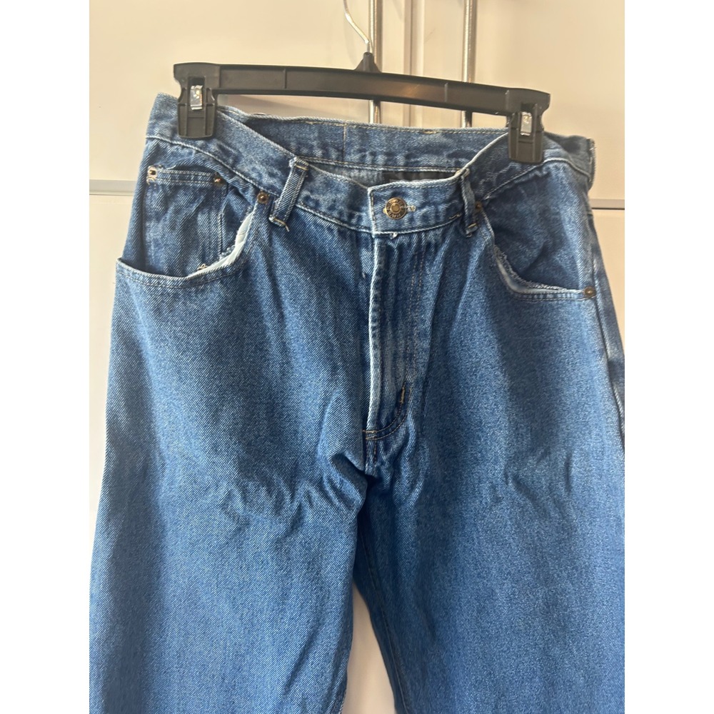 Vintage Mens Straight Leg Denim Jeans Medium Wash Blue Five Pocket Rugged 37x30 - Picture 4 of 12